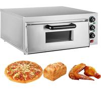 Horno de pizza comercial, horno eléctrico portátil de 3000 W, máquina para hacer pizza de acero inoxidable, horno eléctrico multiusos para pizza de mostrador, para restaurantes, con temporizador de