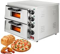Horno de pizza comercial, horno eléctrico portátil de 3000 W, máquina para hacer pizza de acero inoxidable, horno eléctrico multiusos para pizza de mostrador, ideal para restaurantes, con temporizad