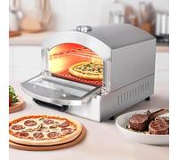 Horno De Pizza De Encimera (Eléctrico/Gas) Con Ventana De Visualización, Horno De Pizza Para Exteriores Con Control De Temperatura, Horno De Sobremesa De Acero Inoxidable De 2 Niveles(Electric)