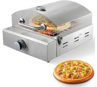 Horno de pizza de exterior de 25 cm, de sobremesa, de acero inoxidable, a gas propano, con piedra para hornear y rejilla, tostador de gran capacidad con cajón para pizza, ideal para panaderías y res