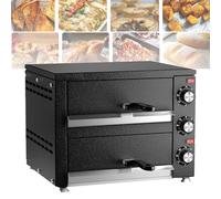 Horno de pizza de sobremesa, horno de pizza de 2 niveles, horno de pizza eléctrico multiusos para interiores, horno de pizza comercial de acero inoxidable con temporizador para el hogar, restaurante