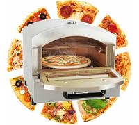Horno de pizza eléctrico/gas propano para exteriores, aparato portátil para todas las cocinas al aire libre, con detector de temperatura, vidrio visual, 110 V