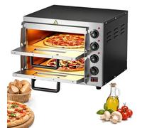 Horno De Pizza Eléctrico, Horno Sobremesa Con Piedra Refractaria, Acero Inoxidable Y Alta Temperatura De 350 °C Para Pizza Casera Y Cocina Comercial(Double Layer)
