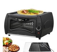 Horno de Pizza Eléctrico Horno Tandoori Interior, Mini Horno de 2100 W Horno de Pizza Manakish Lahmacun, Control de Temperatura de 0-380 ℃, Protección contra Sobrecalentamiento Square Gate