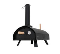 Horno de Pizza p/Exteriores de Sobremesa | Acero negro | Doble pared | Termómetro | Cocción en 60 segundos | Combustible: carbón, madera, pellets | Temp. hasta 400° C | Piedra y Pala p/pizza GRATIS
