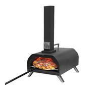 Horno de pizza portátil para exteriores, horno de pellets de madera con múltiples combustibles, horno de acero inoxidable con termómetro integrado para acampar y cocinar en el patio trasero