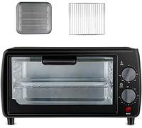 horno de sobremesa, Horno eléctrico compacto mini de 9 l, gran capacidad, control inteligente temperatura y temporizador, 750 W, incluye bandeja for hornear rejilla for asar(Black)
