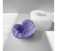 Horno de tarta/microondas/lavaplatos para hornear velas, mousse, decoración de alas de ángel, silicona para chocolate, azúcar, seguro, reutilizable, sin amor (blanco) (pequeño)