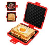 Horno de tostadas de microondas, fabricante de sándwich de silicona inalámbrico parrilla antiadherente y calefacción rápida pan pan para cocinar deliciosos bollos crujientes (rojo)