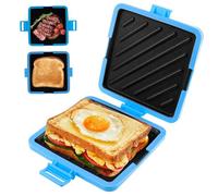 Horno de tostadas de microondas, fabricante de tostadas de microondas inalámbrico silicona sándwich Grill antiadherente y calefacción rápida pan pan para cocinar deliciosos bollos crujientes (azul)