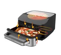Cecotec Horno Eléctrico para Pizza de 7L Pizza&Fry 7000. 2200W, Pizzas de 13 Pulgadas, Pantalla Táctil, 8 Programas, Temperatura Ajustable 40-230ºC, Piedra para Pizza, Resistencia Superior e Inferior