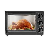 Horno eléctrico de 32 litros con Tres bandejas para Hornear y Cristal Aislante Grueso, con diseño de cámara Interior Ampliable, mandos Sencillos y Control de Temperatura Ajustable. para 4-5 Personas.