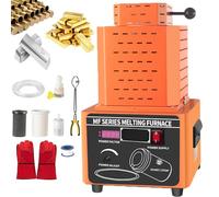 Horno eléctrico de fusión de oro de 5000 W, horno digital de fusión de metales mejorado de 1600 °C/2912 °F con crisol de grafito de 1, 2 o 3 kg (C 1 kg)