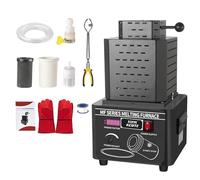 Horno Eléctrico De Fusión De Oro, Fundición De Metales Digital De 1600 ℃ Con Crisol De Grafito, Disipación De Calor Por Circulación De Agua, Inducción De Frecuencia Media, Para Plata, Oro, black 2KG