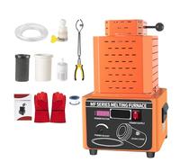 Horno Eléctrico De Fusión De Oro, Fundición De Metales Digital De 1600 ℃ Con Crisol De Grafito, Disipación De Calor Por Circulación De Agua, Inducción De Frecuencia Media, Para Plata, Oro, orange 3KG