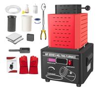 Horno eléctrico de inducción de frecuencia media de 5000 W para fundición de oro, 1600 °C/2902 °F, con crisol de grafito de 1, 2 o 3 kg, horno de fundición de 1 kg.