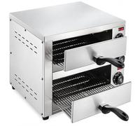 Horno eléctrico de sobremesa para pizzas con temperatura regulable y temporizador.