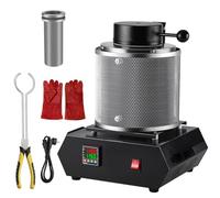 Horno Eléctrico Fundir Oro 1500 W,Máquina Fundición Metales Digital 1150 ℃ /2102 ℉,Pantalla Control Temperatura,Kit Fundición Metales con Crisol Grafito Chatarra Fundida,Plata,Or(Size:3kg,Color:negro)