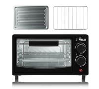 Horno Eléctrico Mini 12L, Multifuncional para Repostería, Tostadas, Pasteles y Pizzas, Negro, 32x18x20cm, Incluye Bandeja y Rejilla, DON FELIZ