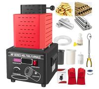 Horno eléctrico para fundición de oro, kit de horno eléctrico de 5000 W, mini horno de fusión de frecuencia media de 1300 °C con crisol de grafito, tiempo de fusión de 3 a 5 min, kit de fund