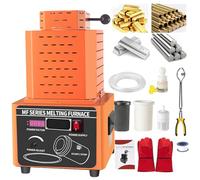Horno eléctrico para fundición de oro, kit de horno eléctrico de 5000 W, mini horno de fusión de frecuencia media de 1300 °C con crisol de grafito, tiempo de fusión de 3 a 5 min, kit de fund