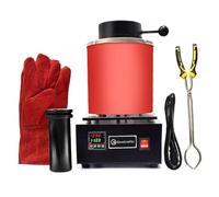 Horno Eléctrico Para Fundir Oro, 2102 °F. Máquina Digital Para Fundir Metales, Chatarra, Refinar Oro, Plata, Cobre Y Aluminio. Kit De Fundición De Metales.(Red,2KG)
