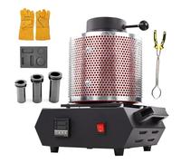 Horno eléctrico para fundir oro con 3 crisoles de grafito para chatarra fundida, máquina de fundición de metales digital de 2102 ℉ con protección de malla, horno de fundición para refinación