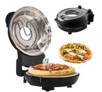 Horno Eléctrico para Pizza, 1200W, con Piedra Cerámica de 31 cm, Ventana de Vidrio Visto, Control de Temperatura Regulable, Temporizador, Losa de Piedra Antiadherente, Apto para Crepes, Panqueques