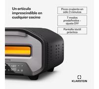 Klarstein Horno pizza electrico - 1700W, 430°C, doble calentamiento, horno compacto con 7 programas, pantalla digital, asa fría, puerta de cristal 3 capas, carcasa de acero, negro
