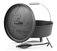 Horno holandés BBQ-Toro Serie Alfa | 10,7 litros (DO12A), olla con patas | ya quemado, pretratada | Cacerola de hierro fundido | Cazuela con Elevador de tapa