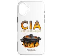 Horno holandés con Texto en alemán CIA Cast Iron Addict Dutch Oven Carcasa para iPhone 16 Plus