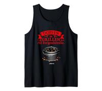 Horno holandés con Texto en alemán Dopfen vs. Grillen Camiseta sin Mangas
