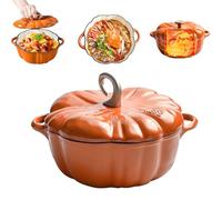 Horno Holandés De Calabaza, Horno Holandés De Hierro Fundido Con Calabaza, Olla For Sopa De Guiso Con Tapa, For 3-5 Porciones, For Decoración De Acción De Gracias De Otoño(Orange,7.87*7.87*3.54in)