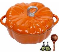 Horno Holandés De Calabaza Naranja De 4 Cuartos - Hierro Fundido Esmaltado, Apto Para Horno A 500 °F, Apto Para Estufa Para Cocinar/hornear/marinar, Regalo De Decoración De Acción De Gracias De Hallow