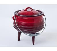 Horno Holandés Sudafricano De Hierro Fundido Esmaltado Rojo Con Patas Altas Y Asa Colgar 6 Litros Pote Potje