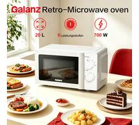 Horno microondas compacto Galanz Willz 20L 700W V7 Blanco, 6 niveles de potencia, función de descongelación, botones mecánicos, interior fácil de limpiar. BLANCO