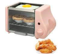 Horno Mini Eléctrico Tandoor y Fabricador de Pizzas, Cocina Eléctrica de Encimera 2 en 1, con Función de Calentamiento y Temporizador, Calentamiento Uniforme, Horno Parrilla de Mesa de Cocina de pink
