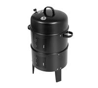 Horno para ahumar 3 en 1, diámetro de 40 cm, 2 pisos, carbón vegetal con | Barbacoa de carbón vegetal con termómetro, tapa para camping, picnic, jardín y cocina al aire libre