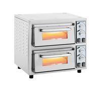 Horno para pizza - 2 cámaras - 4400 W - Ø 35 cm - piedra refractaria - Royal Catering