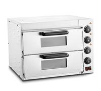 Horno Sobremesa, Horno De Pizza Con Piedra Refractaria, Acero Inoxidable, Alta Temperatura De 350 °C Y Cocción Uniforme, Temporizador De 60 Minutos Para Cocina Profesional(Double Layer)