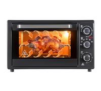 Horno tostador de convección de 32 litros en la encimera, horno de freidora multifunción de 1500 W con pincho giratorio y deshidratador, temporizador de 60 minutos, horno eléctrico de acero inoxidable
