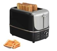 Horno Tostador Para 2 Rebanadas, Tostador Eléctrico De 750w Con 7 Niveles De Tostado Y Expulsión Automática, Funciones De Descongelar/cancelar/recalentar, Ranuras Extra Anchas De 35 Mm Para Pan black