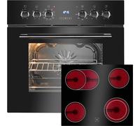 Horno y placa de cocción combinados Bomann® - 60 cm de ancho - Grill y convección - Clase energética A - 9 funciones - Horno con placa vitrocerámica - 57 L - Horno empotrable con placa vitrocerámica