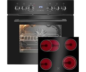 Horno y placa de cocción combinados Bomann® - 60 cm de ancho - Grill y convección - Clase energética A - 9 funciones - Horno con placa vitrocerámica - 57 L - Horno empotrable con placa vitrocerámica