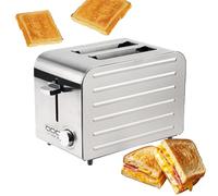 Hornos tostadores de 2/4/6 rebanadas Tostadoras de acero inoxidable con 7 niveles de dorado, función comercial de congelación/cancelación/recalentamiento, bandeja para migas extraíble, apert 2 Slices