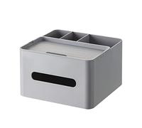 HornTide 5-en-1 Caja de pañuelos multifunción Organizador de encimera 3 Compartimentos 1x Bandeja Boutique Papelería Almacenamiento Caddy Caderas Plástico (Gris)