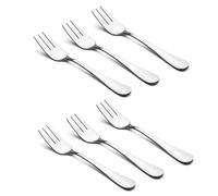 HornTide 6-Piece Dessert Forks Set Tenedores 3-Tines Ensalada de fruta Tenedor cubiertos de acero inoxidable 5.5-Inch 14cm