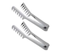 HornTide acero inoxidable Pinzas Pasta Pack de 2 piezas dentadas Termina Diseño de espagueti fideos de pastelería cocina de la porción de las pinzas de 20cm