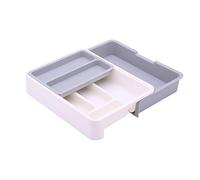 HornTide Bandeja de cajones 3-en-1 Organizador de almacenamiento de utensilios extensibles Plástico titular de vajilla para recibir cubiertos y más - Gris