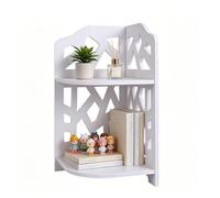 HornTide Brief Organizador de la Moda Rack de Almacenamiento 2-Tier Estante de Esquina para la muñeca cosmética Potted-Plant Caddie DIY Mesa de decoración de Mesa de plástico Compuesto de Madera